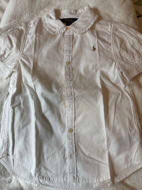 Polo by Ralph Lauren White Ruffled Collar Button-Down Shirt